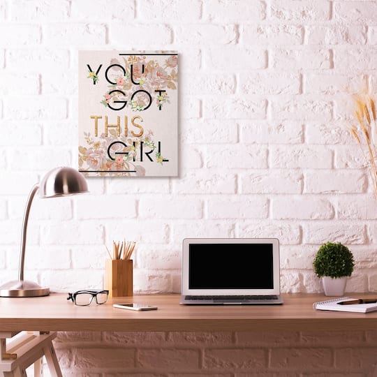 Stupell Industries You Got This Girl Pink & Gold Floral Canvas Wall Art